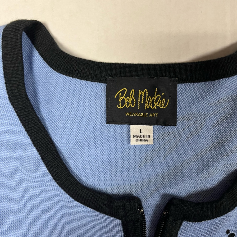 Bob Mackie Blue and Black Cardigan Women Large - Picture 4 of 9